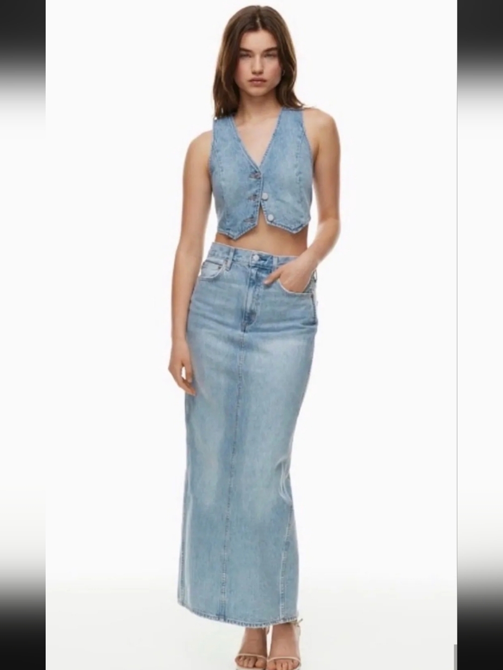 Aritzia Denim Forum The '90s Pencil Maxi Denim Skirt - size27